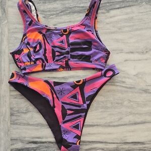 Vibrant Purple and Orange Bikini Set